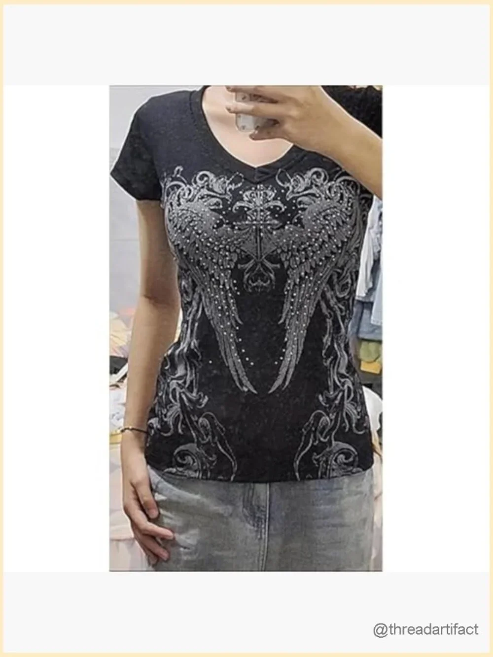 Y2K Grunge T-Shirt Women Vintage Streetwear Goth Emo Tee Short Sleeve Crop Top - Picture 6 of 7